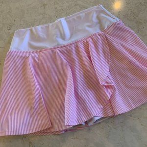 Tennis Pickleball Pink White Stripe Skirt Skort Faux Wrap style